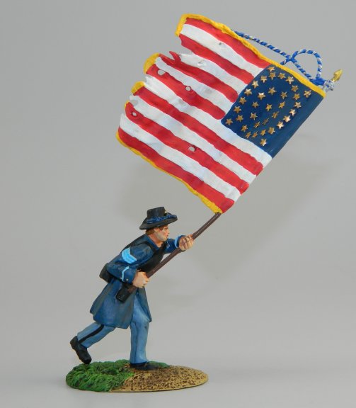 Union Soldier Charging with Flag