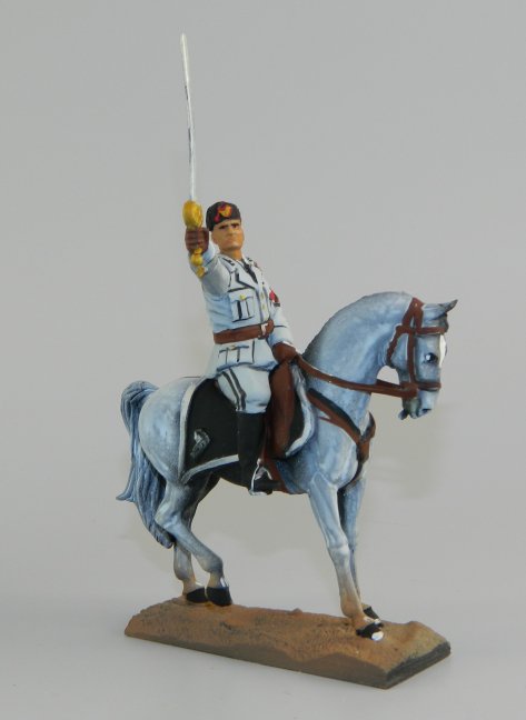 Mussolini on Horseback in Grey Uniform