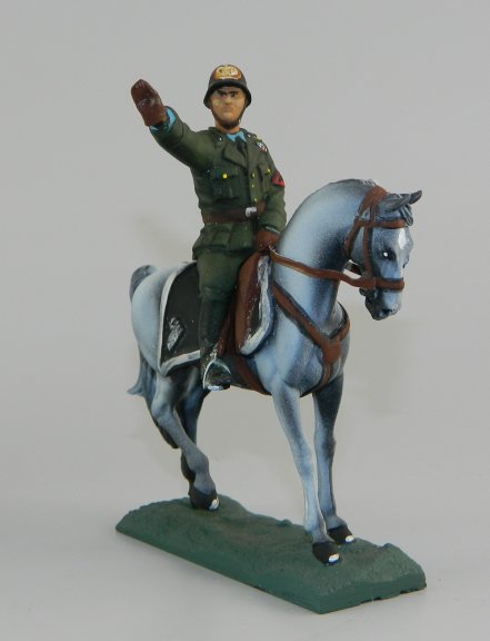 Mussolini on Horseback in Green Uniform