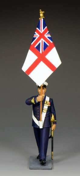 Royal Navy Sub Lieutenant Marching w/White Ensign