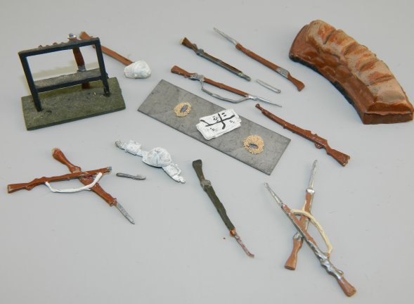 Rifles, Rifle Stand & Sand Bag Wall - Diorama Accessories