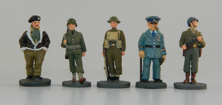 Allied Forces - Patton, Churchill, Montgomery, US Infantryman, British Tommy - 22mm