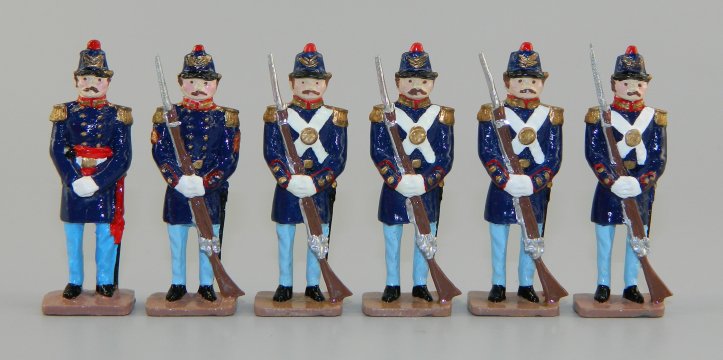 Officer & 5 Marines at Ease - USMC Civil War