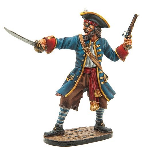 One Eyed Pirate with Cutlass and Flintlock