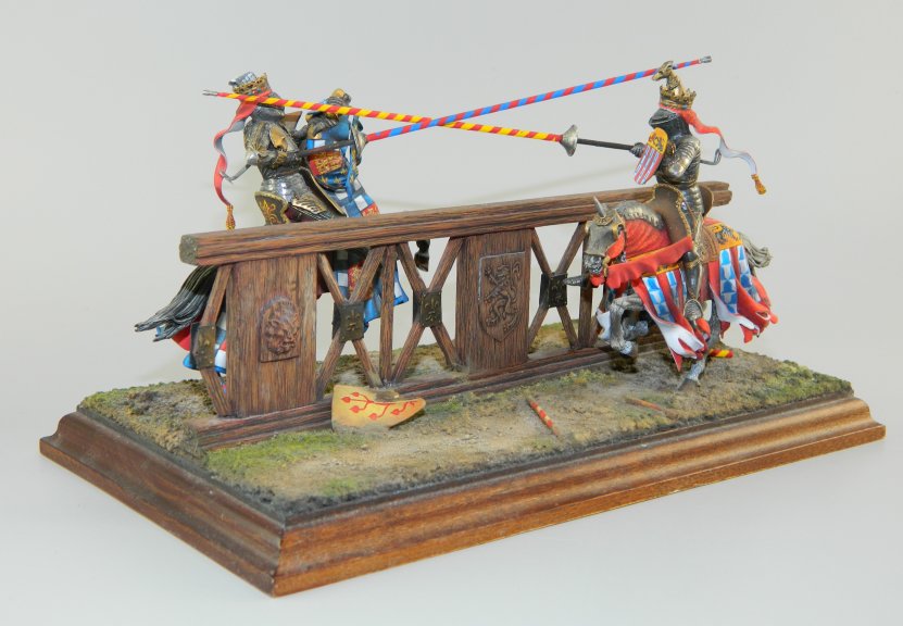 Tournament Knights Jousting on Wooden Base