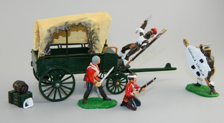 Zulu War Incident at Isandhlwana - 4 figures & Ambulance Wagon