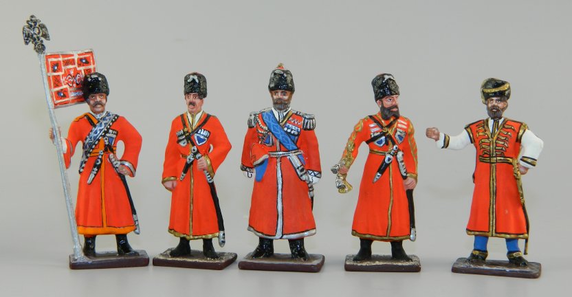 Russian Cossack Flagbearer and Soldiers/Officers