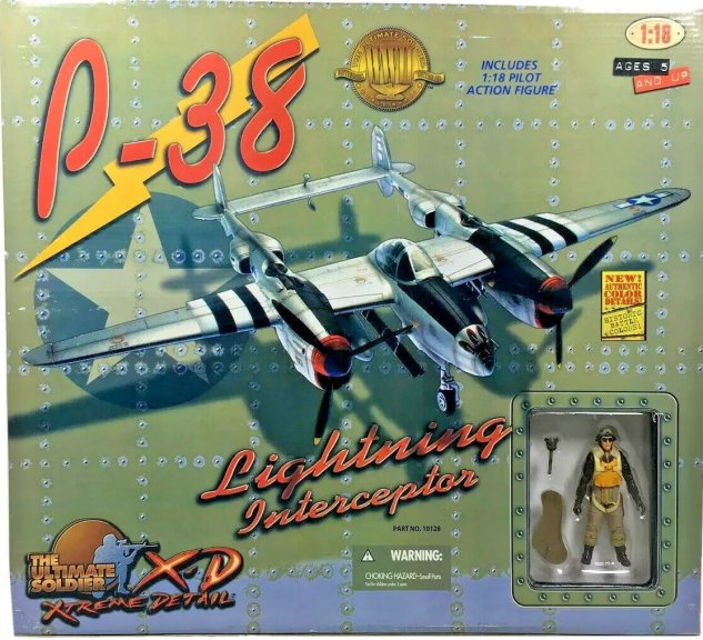 The Ultimate Soldier XD 1/18 Scale P-38 Lightning Interceptor Includes 1/18th Scale Pilot Action Figure