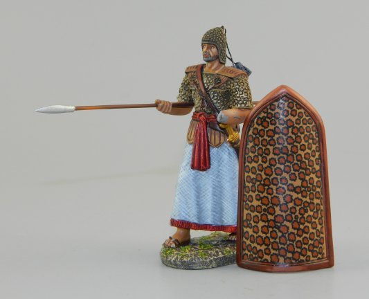 Advancing Egyptian Marine, Spear Lowered - Brown Leopard Skin Shield