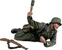 German Grenadier in Greatcoat Prone Throwing Grenade, 1942-45